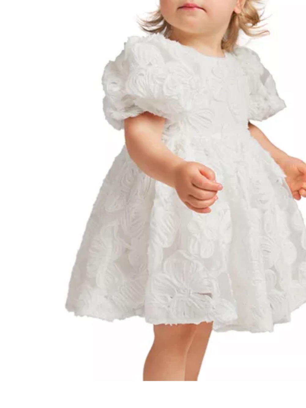 Bardot White Floral Rosette Party Dress for Girls